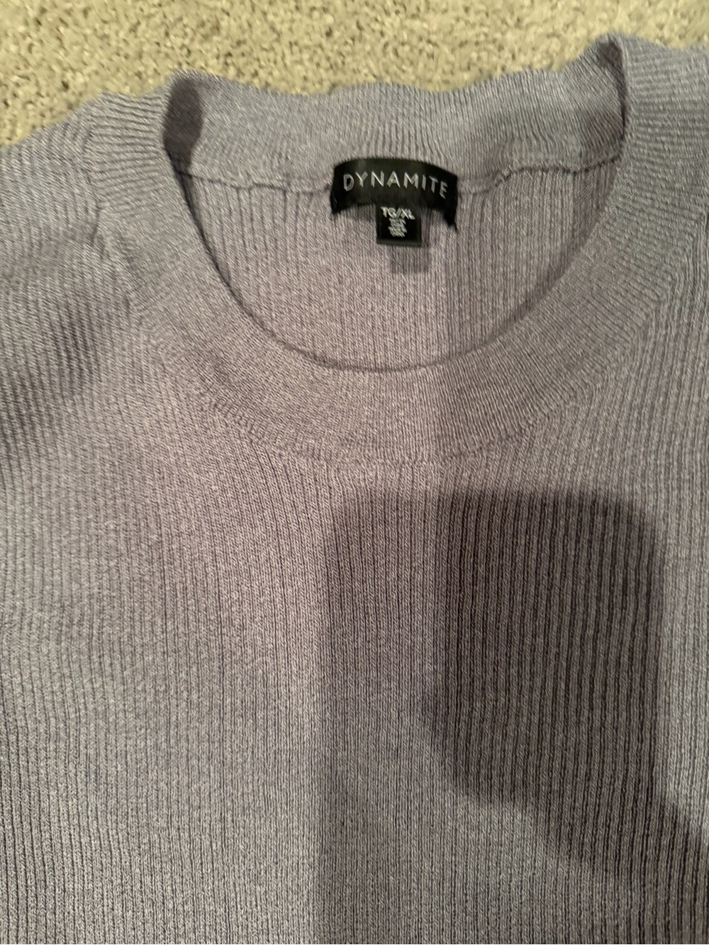 Dynamite Light Gray Ribbed Short-Sleeve Tee - Picture 3 of 3